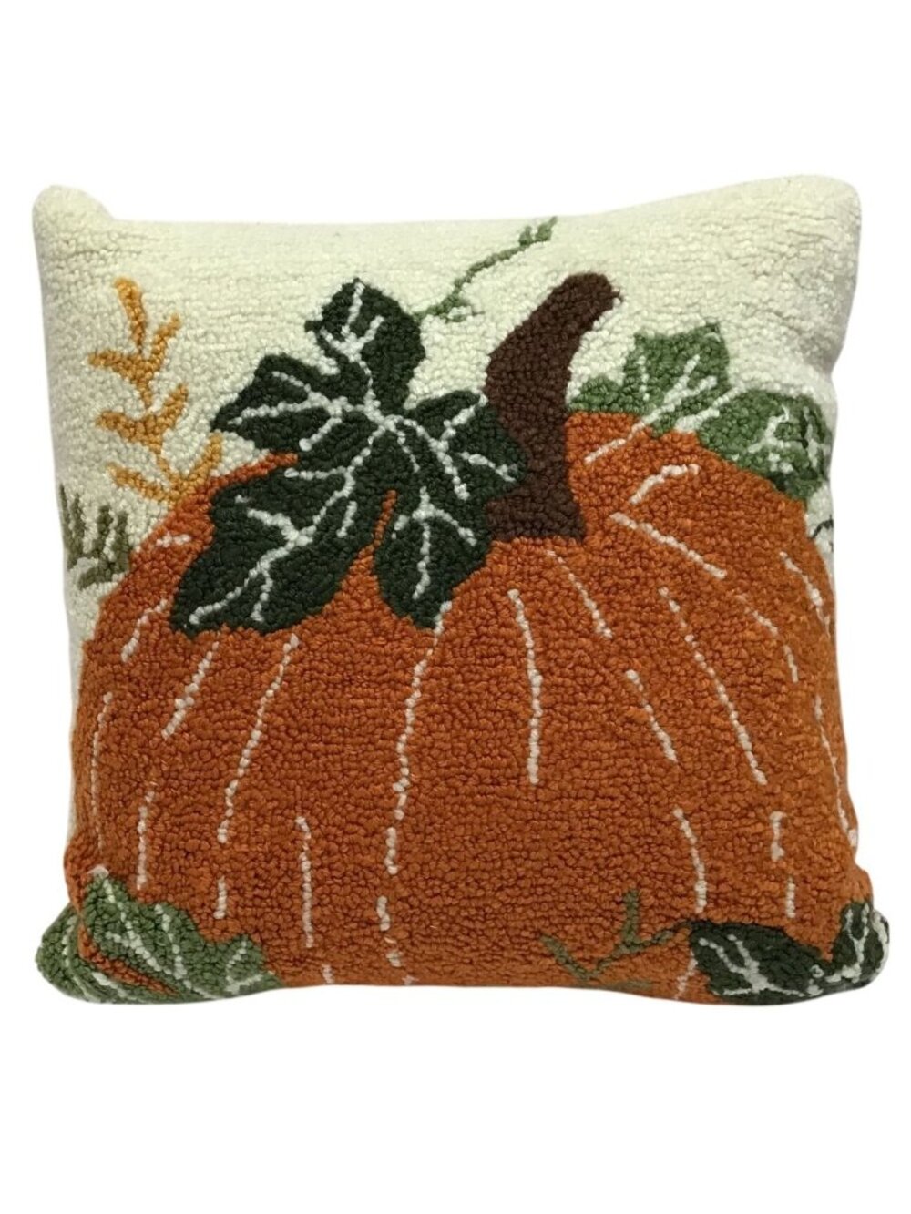 Pumpkin Design 12x12 Fall Decor Hooked Throw Pillow